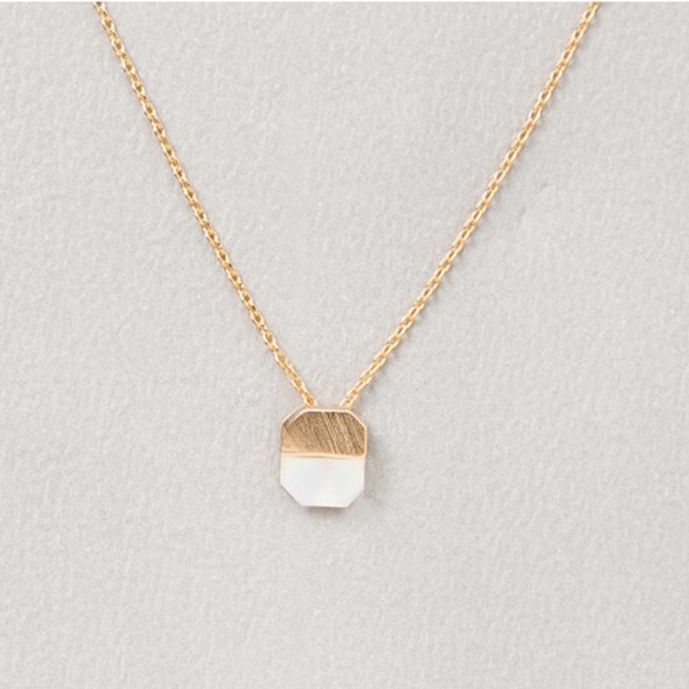 50/50 Necklace, White Stone